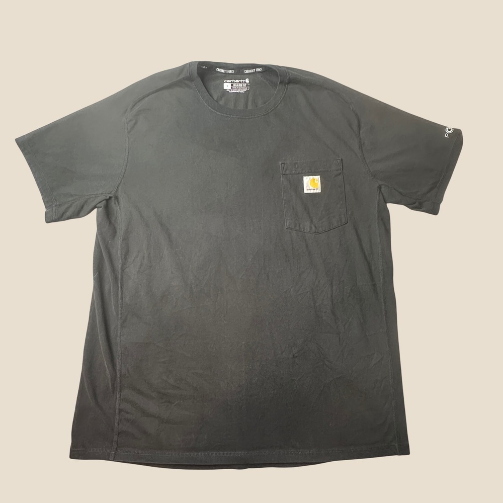Carhartt T-Shirt Mens L Force Relaxed Fit Black TK4616-M Pocket Short Sleeve